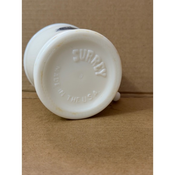 Surrey Milk Glass Coffee Mug 1927 Mercedes Blue Graphic Made in USA - Picture 6 of 6